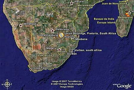 South Africa – as seen on Google Earth South Africa Tourism Layer