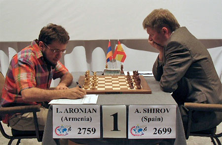 Aronian-Shirov, foto Chessbase