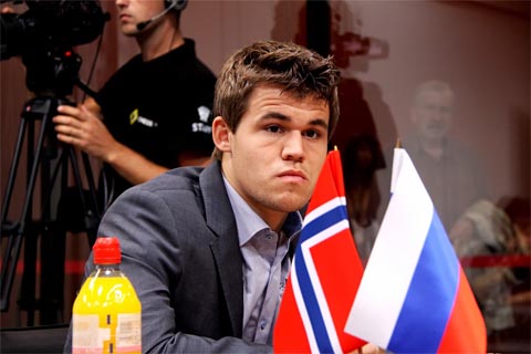 Magnus Carlsen has had trouble gaining momentum. Photo by Etery Kublashvili.