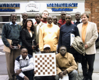 Ugandan chess delegation on a 2005 trip to Forcheim, Germany.