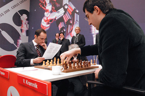 Veselin Topalov and Vladimir Kramnik prepare for battle!